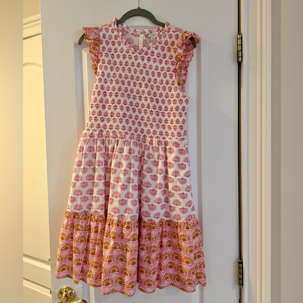 J. Crew Factory Pink and Gold Tiered Mini Dress